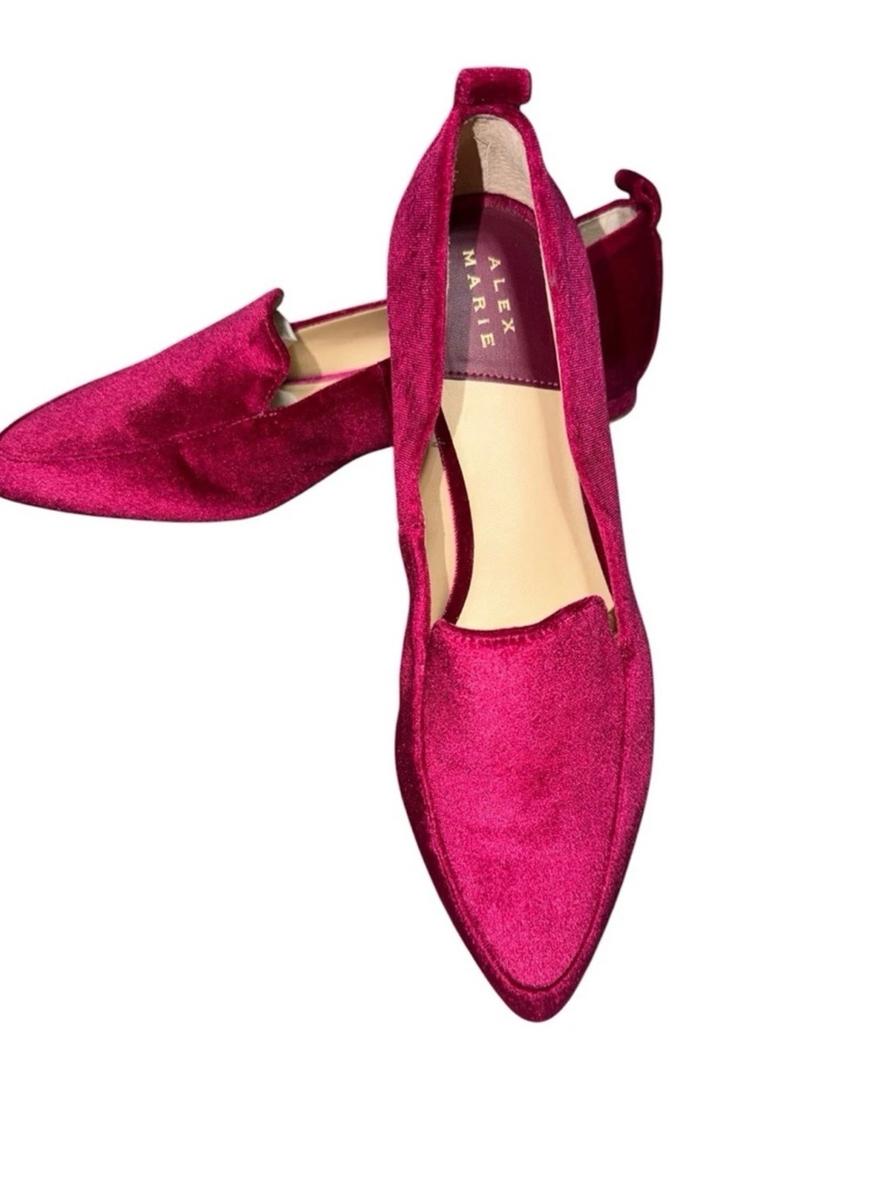 Alex Marie Women's Magenta Velvet Pointed Toe Flats